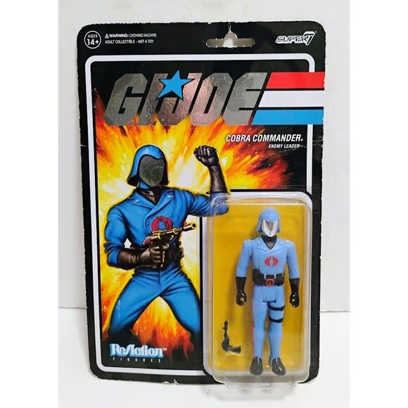 SUPER 7 REACTION FIGURES GI JOE COBRA COMMANDER CHROME VARIANT NOC NEW ON CARD - Picture 1 of 5